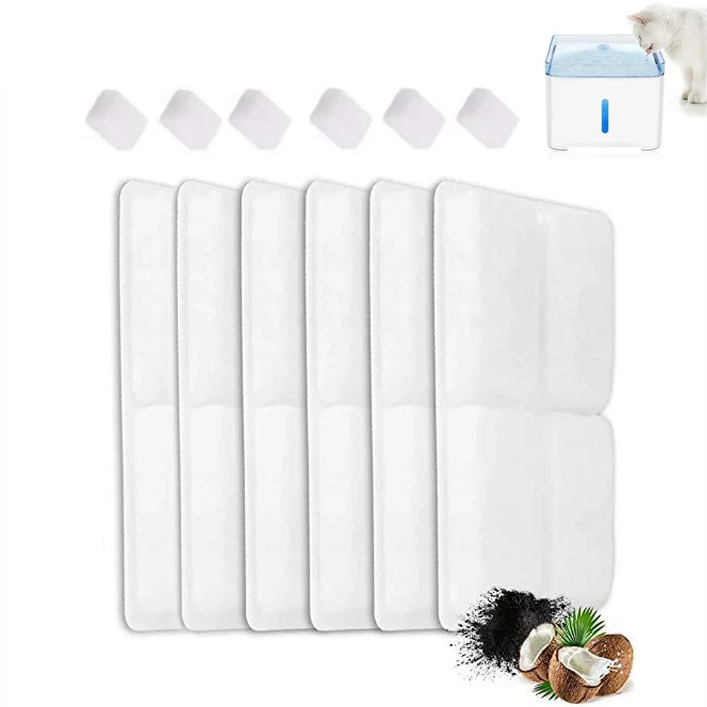 Cat Water Fountain Filter Pet Water Fountain Replacement Filters with Coconut Activated Carbon Suitable for 2L Water Dispenser Pi-Mart
