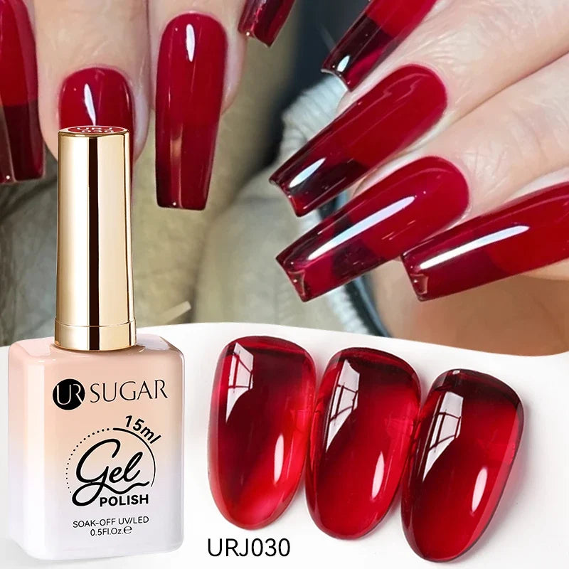 UR SUGAR 15ml Jelly Milky White Translucent Color Gel Polish Semi Permanent UV Gel Nail Art Soak Off Gel Varnish Latest Fashion Tri Light Beauty