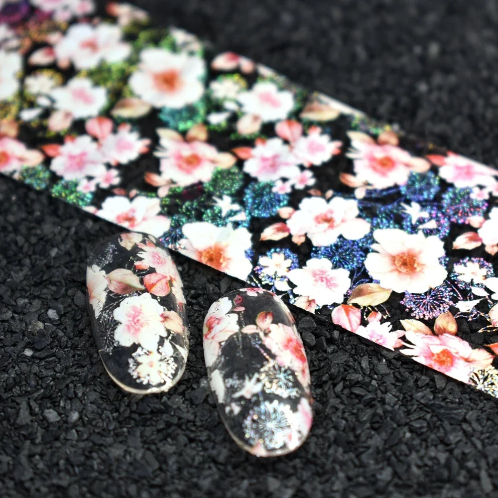 More Than 250 Design Beautiful Designed Nail Art Product Nail Glue transfer Foil Beautiful Flower Purple Orange Tri Light Beauty