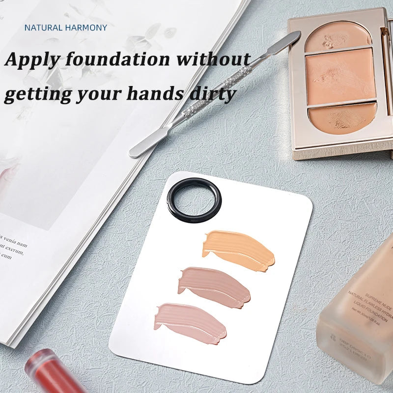 Makeup Mixing Palette Foundation Lipstick Eye Shadow Stainless Steel Mixer Palette with Spatula Mixing Stick Beauty Tools Nail-A Pi-Mart
