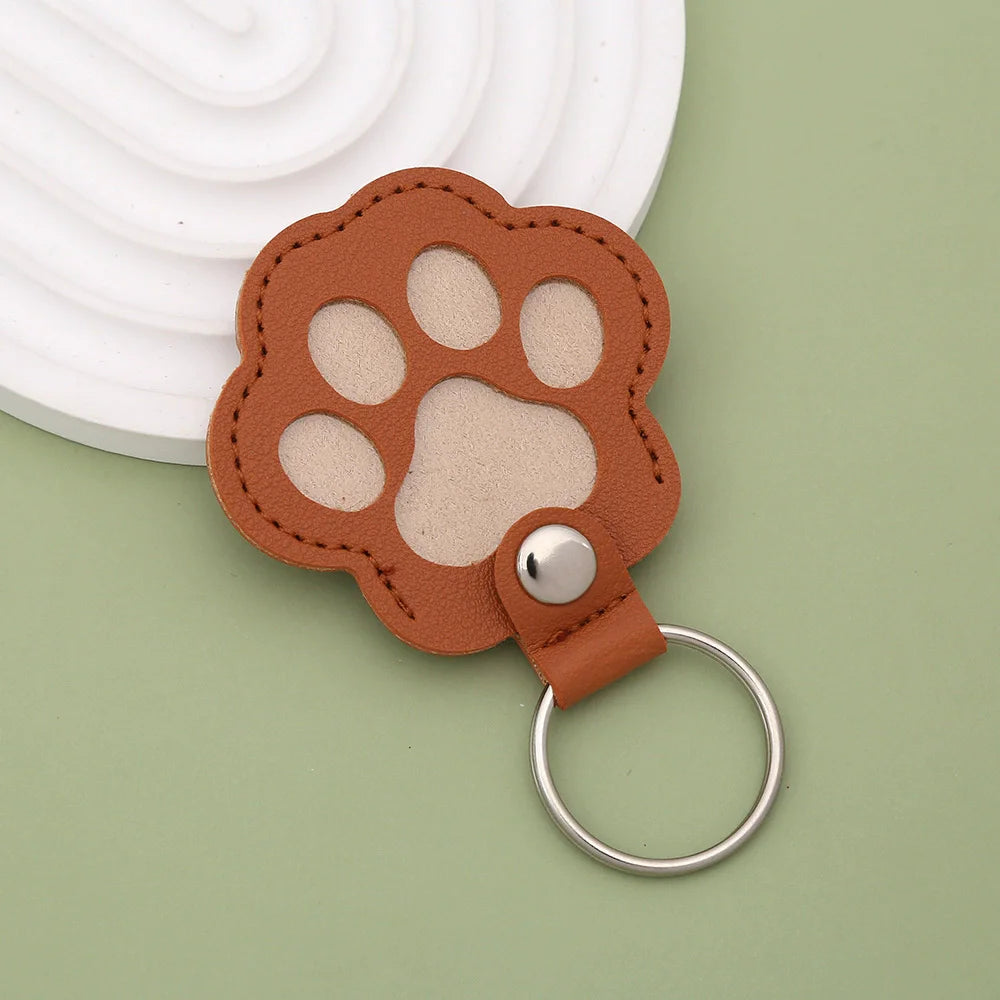 Cute Paw Print Pet Hair Memorial Keychain Leather Dog Cat Fur Holder Keepsake Key Ring Personalized Pet Loss Memory Key Chains G Pi-Mart