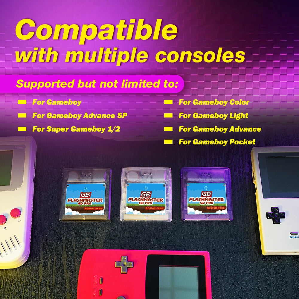2500 in 1 OS V4 GB Pro Flashmaster Cartridge Game Card For Gameboy/Gameboy Color/GBA SP Game Consoles With 8GB TF Card Pi-Mart