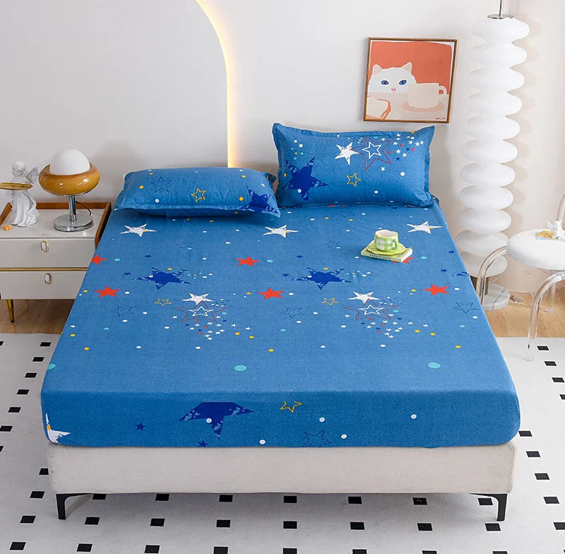 Red Flower Printed Bed Sheet Sets Queen/King Size sabanas cama matrimonial Reactive Printed Fitted Bedsheets for Double Bed LadyShow.Store