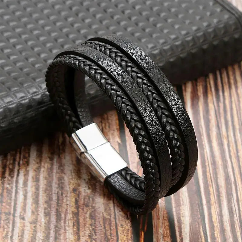 Classic Men's Leather Bracelet New Style Hand-woven Multi-layer Combination Accessory Fashion Man Jewelry Wholesale Dropshipping Pi-Mart