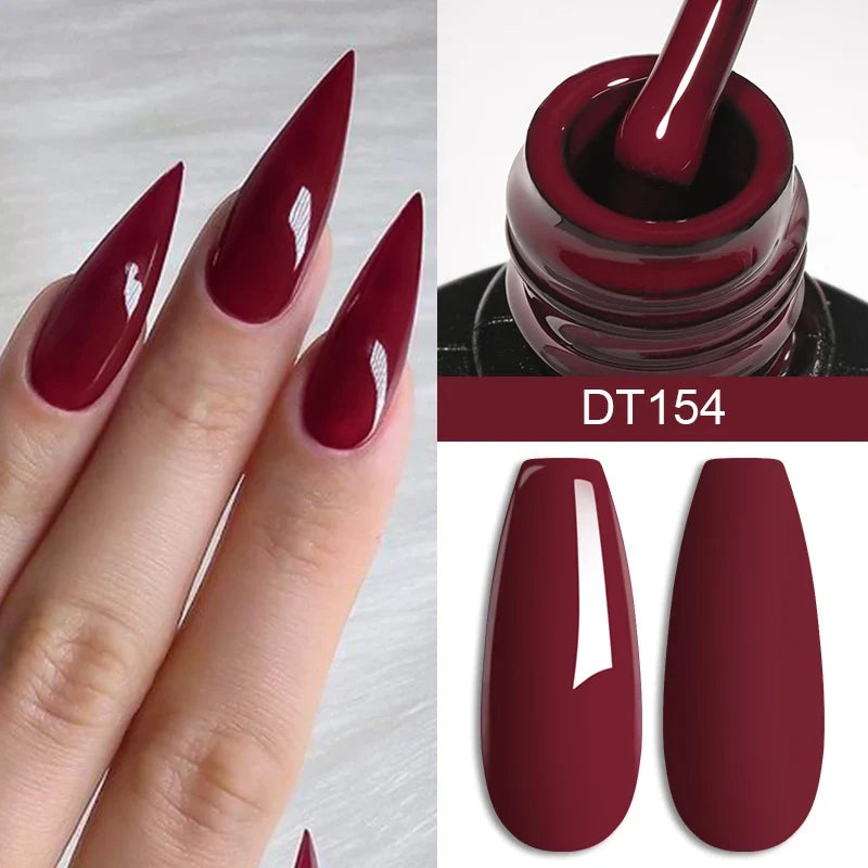 MEET ACROSS 7ml Wine Red Gel Nail Polish Long-Lasting French Style Gel Nail Supplies For Manicure DIY Design Nail Art Varnish Tri Light Beauty