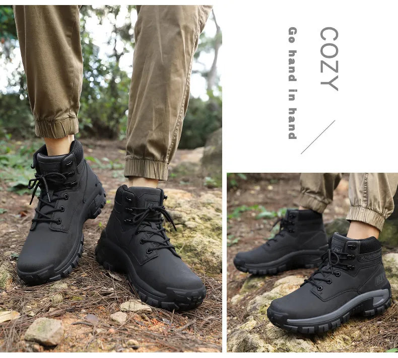 New Men's Boots Fashion Outdoor Boots Breathable Hiking Boots Autumn Shoes Sneakers Lightweight Non-slip Men Desert Ankle Boots Pi-Mart
