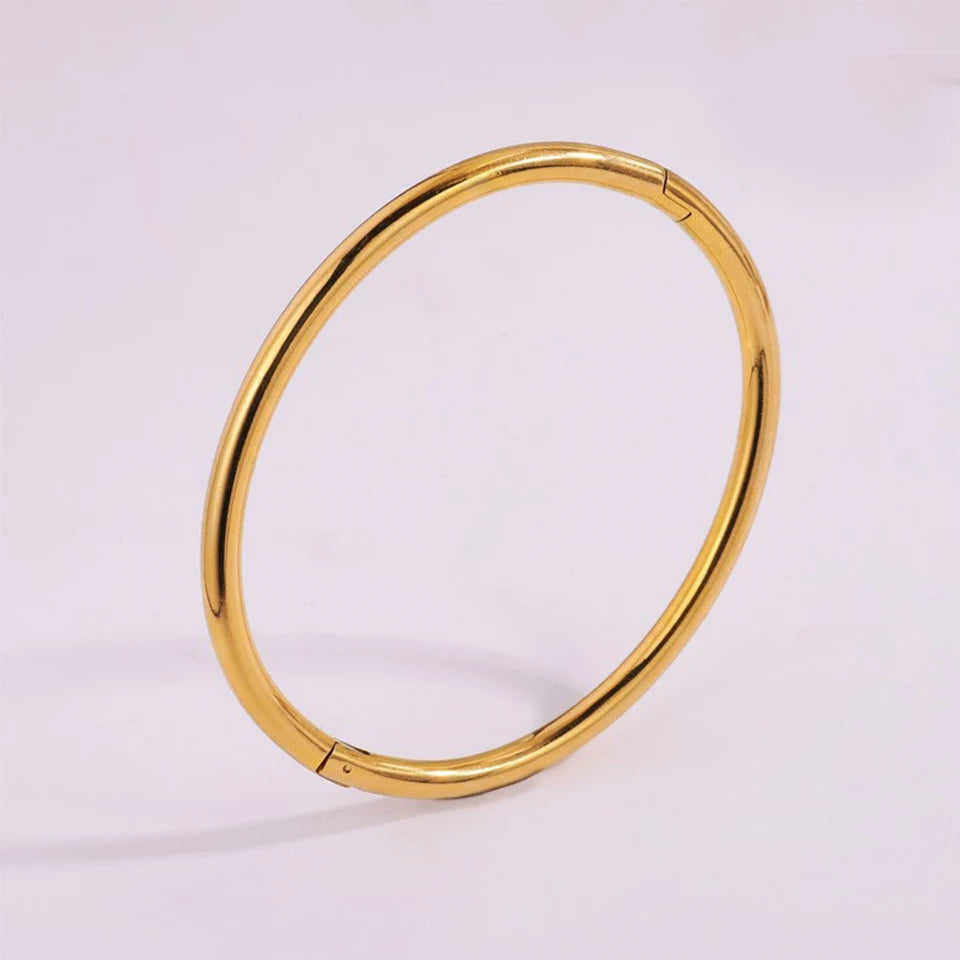 ZAKOL Waterproof Stainless Steel Cuff Bracelet Bangles for Women Smooth Metal Openable Bracelets Jewelry Gift Pi-Mart