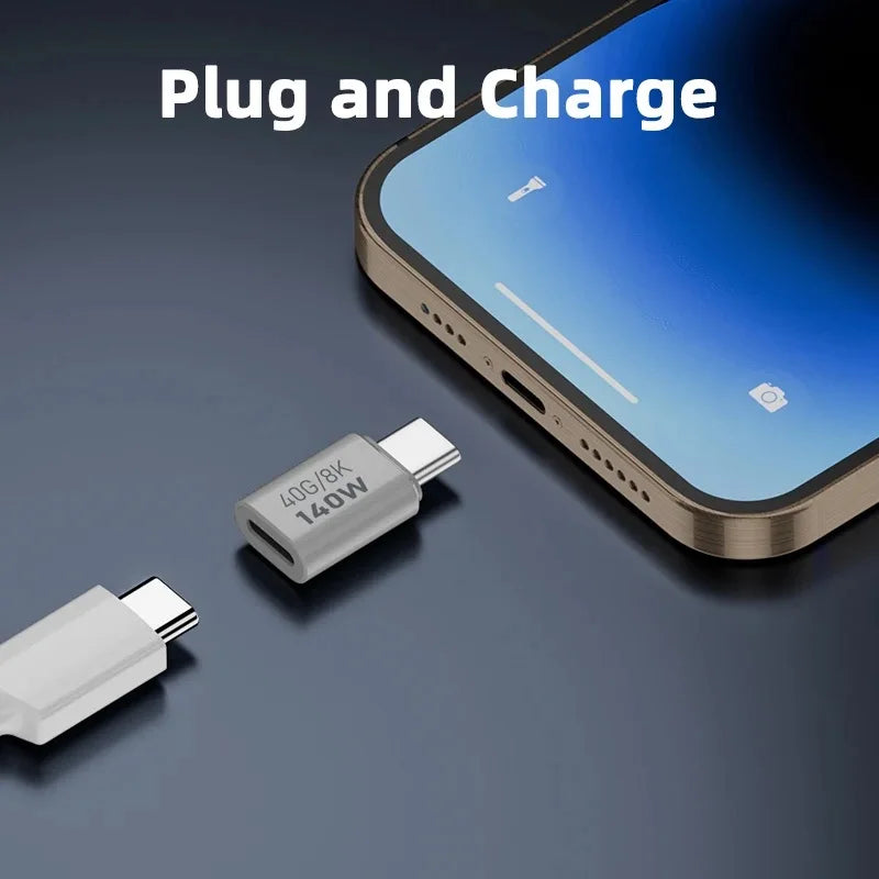 PD140W USB4.0 Type C to USB C Fast Charging Adapter Converter 40Gbps Data Sync Connector 8K@60Hz USB C OTG Adapter for MacBook Pi-Mart