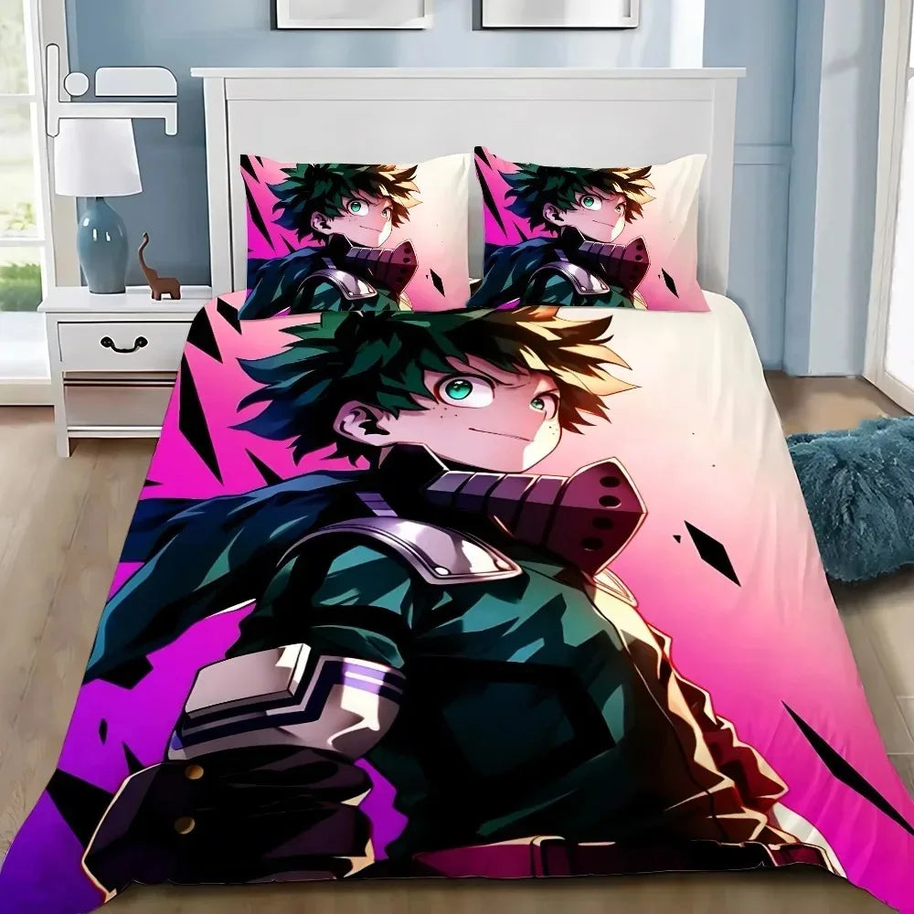 Japan Anime My Hero Academia Bedding Sets Exquisite Bed Supplies Duvet Cover Bed Comforter Set Bedding Set Luxury Birthday Gift Pi-Mart