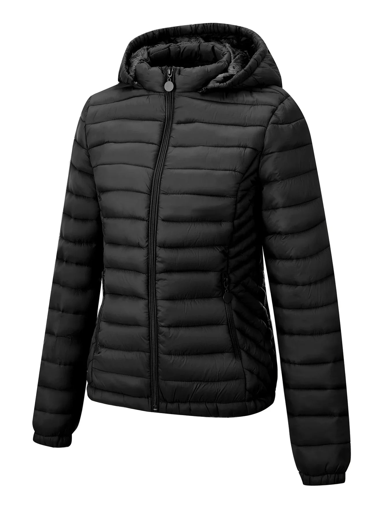 Women's Fashion Winter Padded Coat - Minimalist Hooded Puffer Jacket with Pockets for Fall/Winter LadyShow.Store