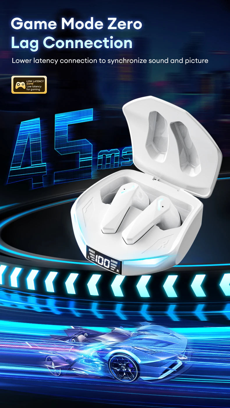 Choice Lenovo XT53 Earphone Wireless Bluetooth 5.4 Headphones Low Latency Gaming Headset Noise Reduction LED Display Earbuds New Pi-Mart