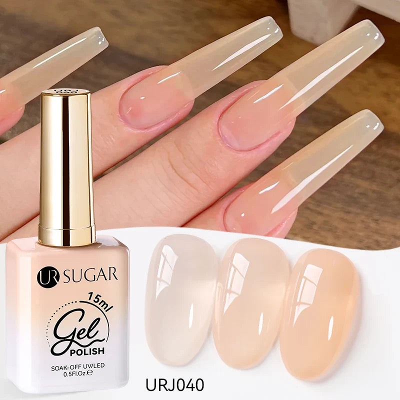 UR SUGAR 15ml Jelly Milky White Translucent Color Gel Polish Semi Permanent UV Gel Nail Art Soak Off Gel Varnish Latest Fashion Tri Light Beauty