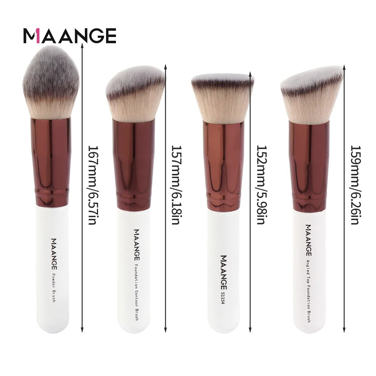 MAANGE 4Pcs Makeup Brushes with Case Foundation Concealer Powder Makeup Brush Soft Dense Bristles Big Cosmetic Brushes Beauty Tri Light Beauty