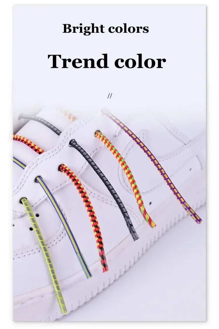 Fashion No Tie Shoelaces Elastic Laces Sneakers Flat Shoe Laces Without Ties Kids Adult Quick Shoelace One Size Fits All Shoes Pi-Mart
