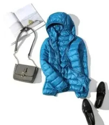 8XL Cheap Ultra Light Down Winter Warm Hooded Feather Puffer Jacket For Girl Short Spring Autumn Coat Female Women Big Size Duck LadyShow.Store