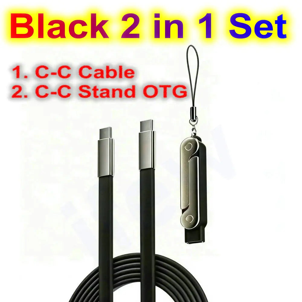 USB Type C Flat Phone Charger Fast Charging Cable C Kick Cable Stand Invisible Support Foldable Holder Charge Bracket For iPhone Pi-Mart