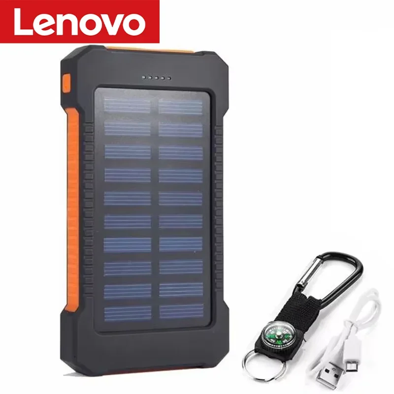 Lenovo 500000mAh Solar Power Bank Super Fast Charging Large Capacity Portable External Battery for iPhone Outdoor Emergency Pi-Mart