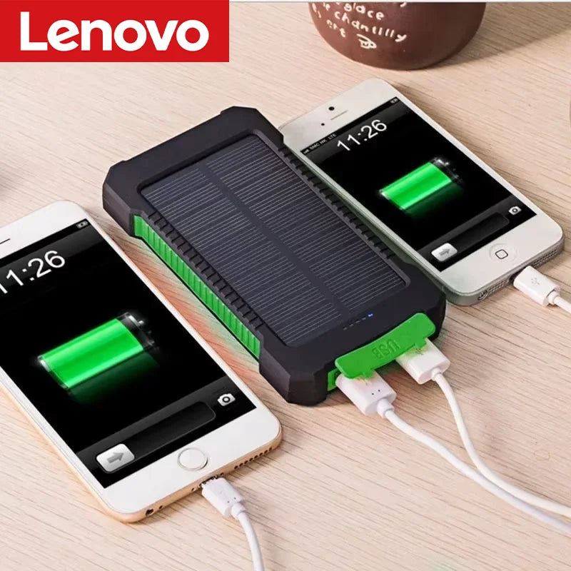 Lenovo 500000mAh Solar Power Bank Super Fast Charging Large Capacity Portable External Battery for iPhone Outdoor Emergency Pi-Mart