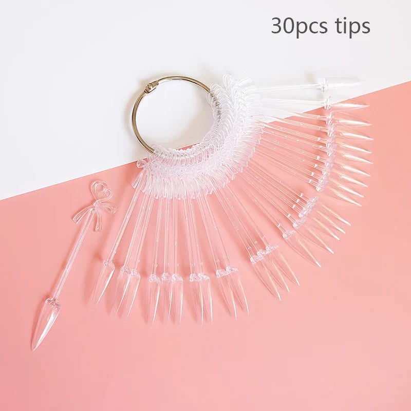 80/50/20pcs Nail Display Sticks Nail Swatch False Nail Tips Nail Gel Polish Practice Clear Display Board for Nail Art Tools Tri Light Beauty