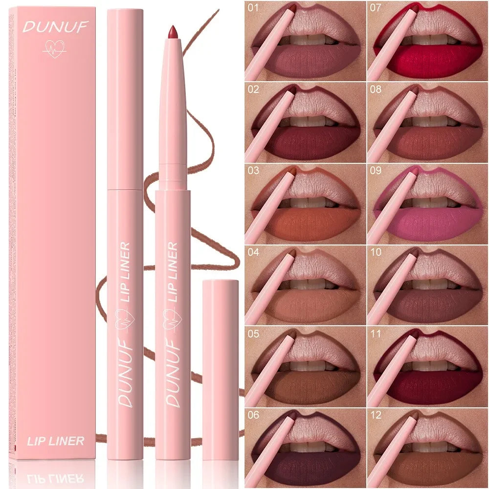 Lip Liner Pencil Long-Lasting Matte Creamy Plumping Lip Stain Waterproof Natural Nude Brown Slim Lip Liner Makeup Pi-Mart