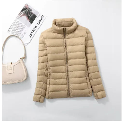 Light Down Coat Women Spring Jacket Fashion Short Ultra Lightweight Packable Puffer Coats Female Down Warm Slim Fit Parkas LadyShow.Store