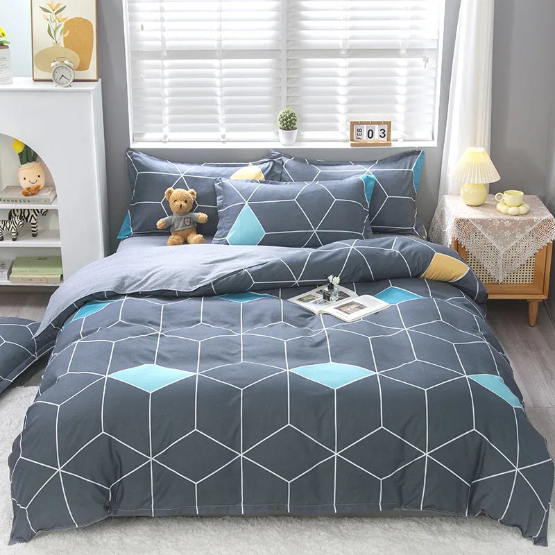 Lovely Cartoon King Size Duvet Cover Set 220x240 Skin Friendly Double Bed Quilt Cover Blanket Comforter Cover and Pillowcase Pi-Mart