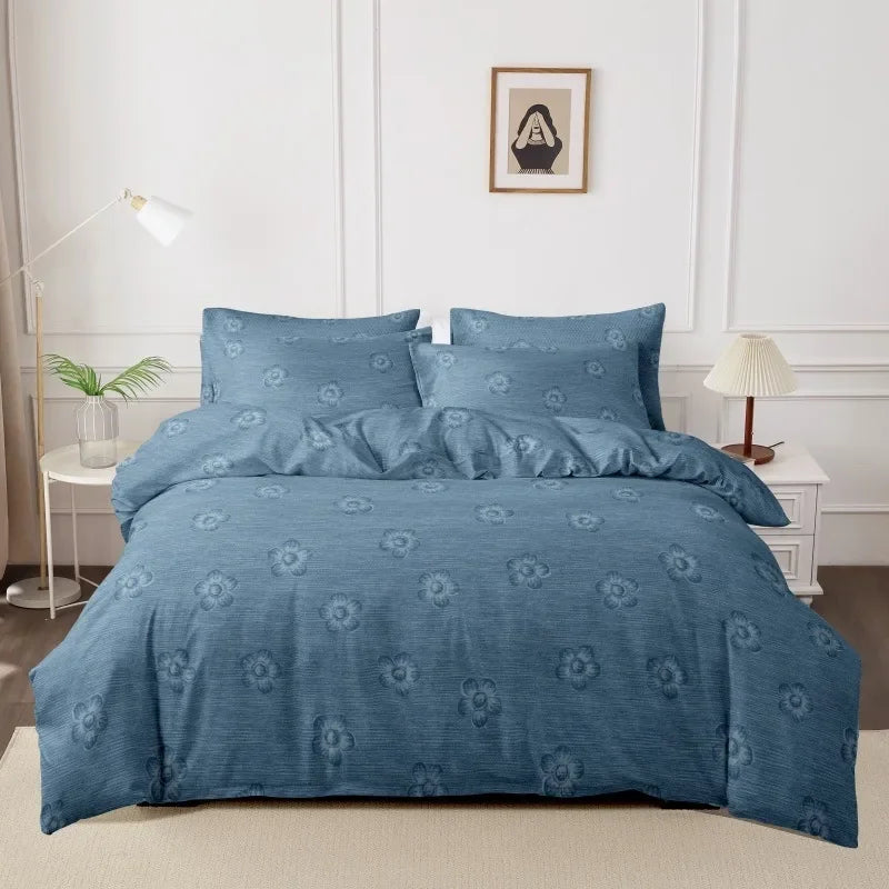 3pcs Printed Brushed Duvet Cover Pillowcase Three Piece Set High Quality Skin Friendly Fabric Bedding Cover (without Bed Sheet) Pi-Mart