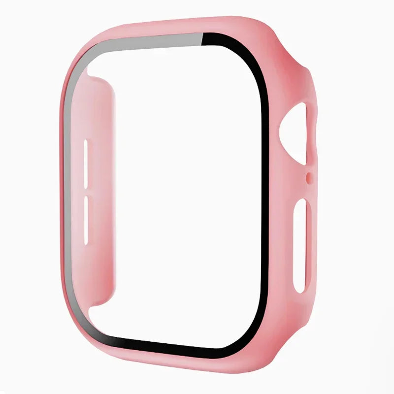 Tempered Glass+Case For Apple Watch 38-40mm 41mm 42mm 44mm 45mm 46mm Screen Protector Protective Cover iWatch 11 10 8 7 9 6 SE 5 LadyShow.Store