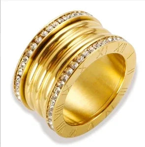 Personality Round Beads Ring Band Small Clear Crystal Zircon Waterproof Stainless Steel Rings Simple Granular Fine Jewelry Pi-Mart