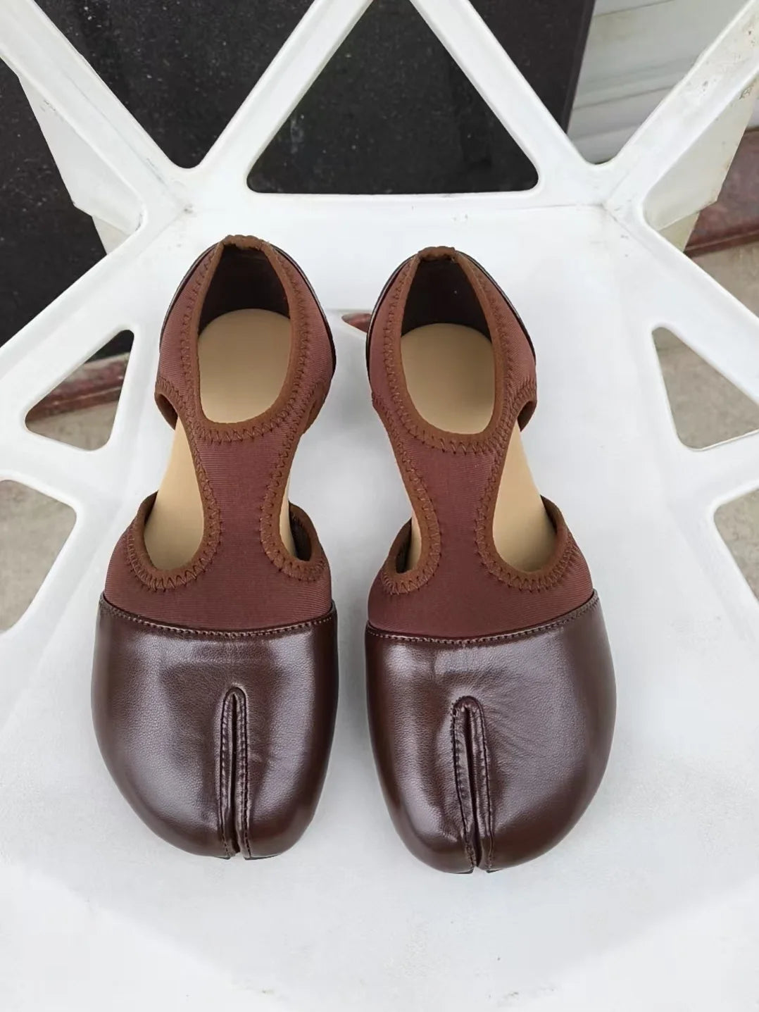 Women Brand Mary Janes Shoes Summer Split Toe Tabi Walking Sneakers Casual Splicing Loafers Designer Ballet Flats Shoes балет Pi-Mart