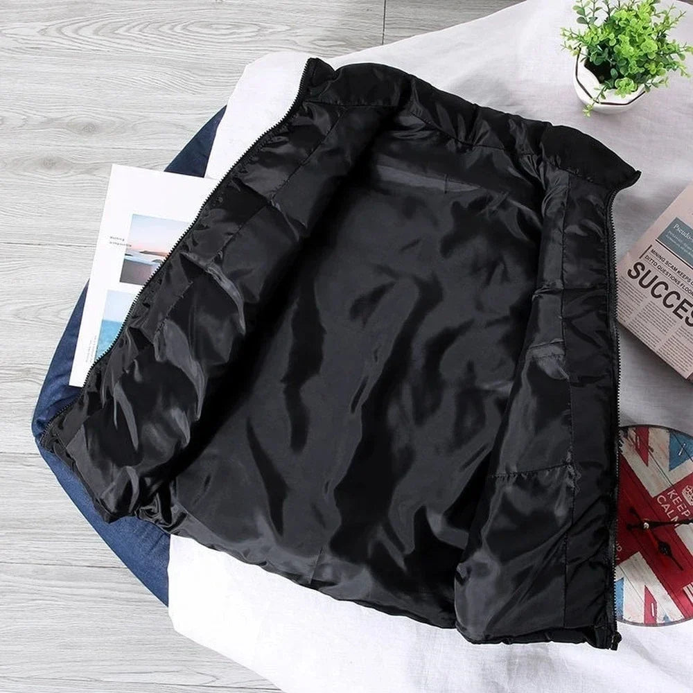 White Vest Jacket Men Slim Fit Stand Collar Sleeveless Puffer Jackets Spring Autumn Casual Waistcoat Men Warm Coat 2024 Trends LadyShow.Store