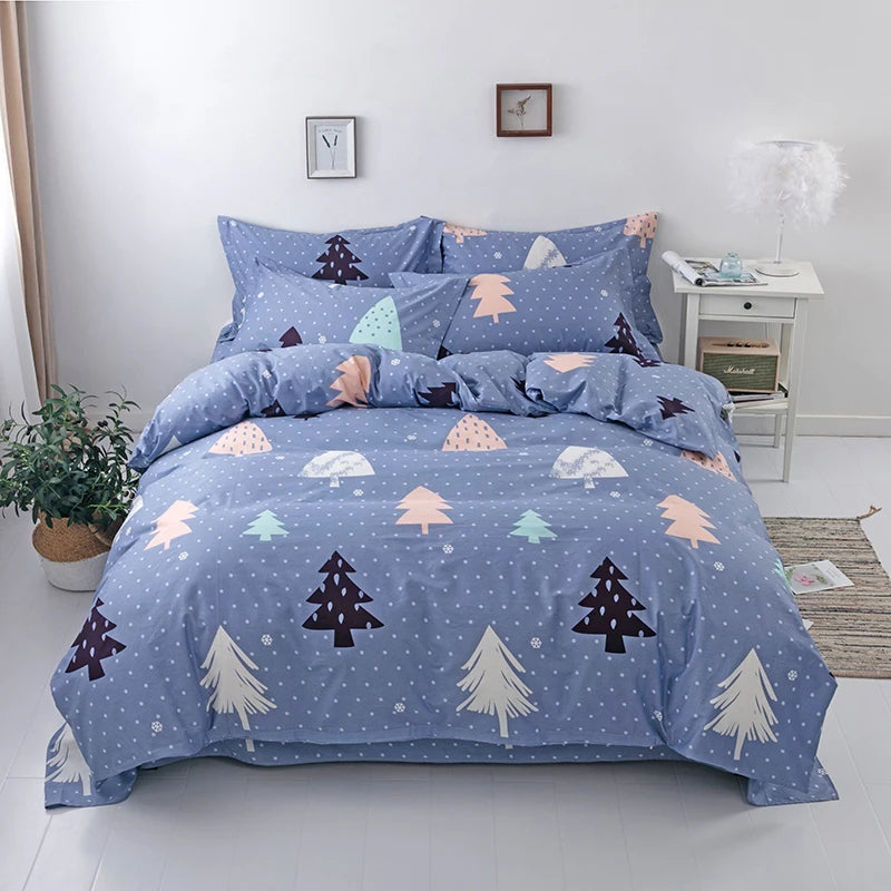 3PC 100% Cotton Duvet Cover Set Printing Bedding Set Cotton Soft Skin Friendly 1 Quilt Cover 2 Pillowcase Pi-Mart