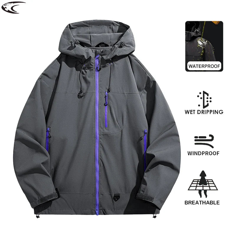 LNGXO Men Women Waterproof Hiking Jacket Trekking Camping Mountaineering Windbreaker Unisex Outdoor Sport Windproof Rain Coat LadyShow.Store