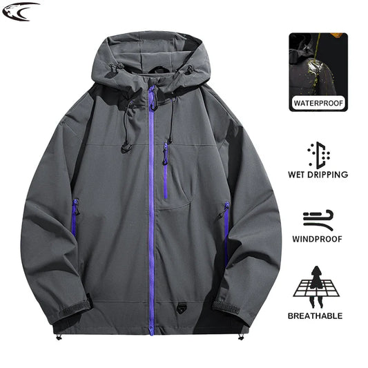 LNGXO Men Women Waterproof Hiking Jacket Trekking Camping Mountaineering Windbreaker Unisex Outdoor Sport Windproof Rain Coat LadyShow.Store