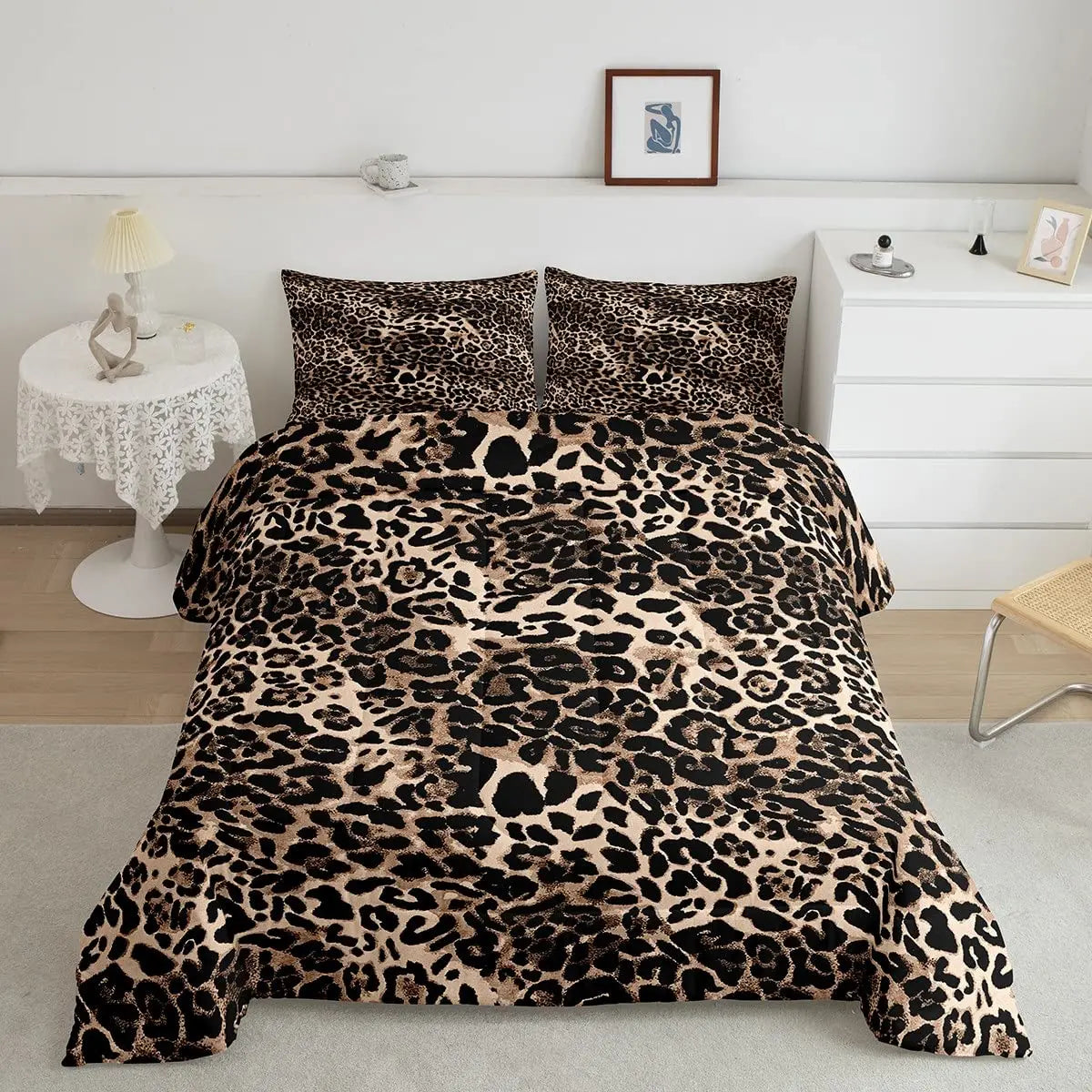 Cheetah Print Duvet Cover Set Leopard Quilt Cover Sets Queen King Size Animal Adults Boys Teenagers Home Bedding 3 Pieces Set Pi-Mart