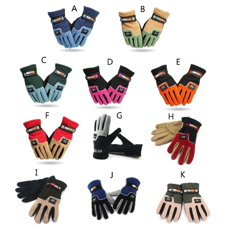 A70F Winter Warm Thermal Motorcycle Gloves Fleece Mittens For Women Men Snow Sports Hiking Back Windproof Lightweight Pi-Mart