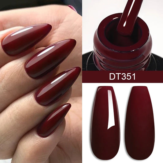 MEET ACROSS 7ml Wine Red Gel Nail Polish Long-Lasting French Style Gel Nail Supplies For Manicure DIY Design Nail Art Varnish Tri Light Beauty