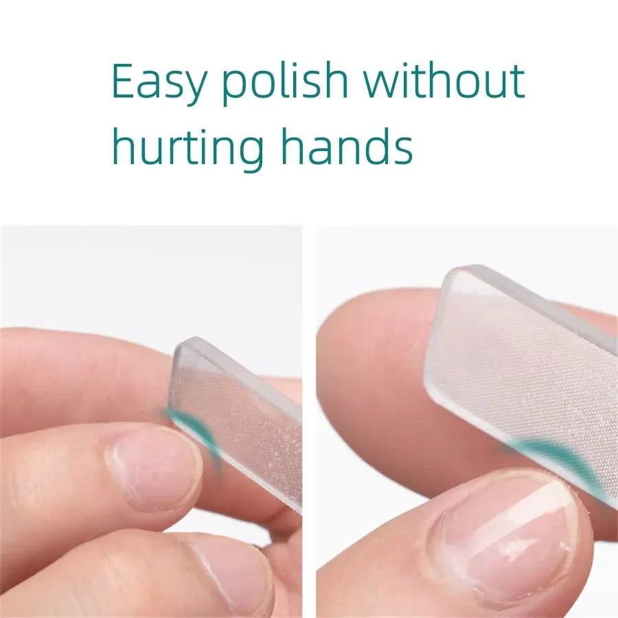 8PCS Portable Nano Glass Nail File, Crystal Glass Nail Polish Nail Care Tool Kit Tri Light Beauty