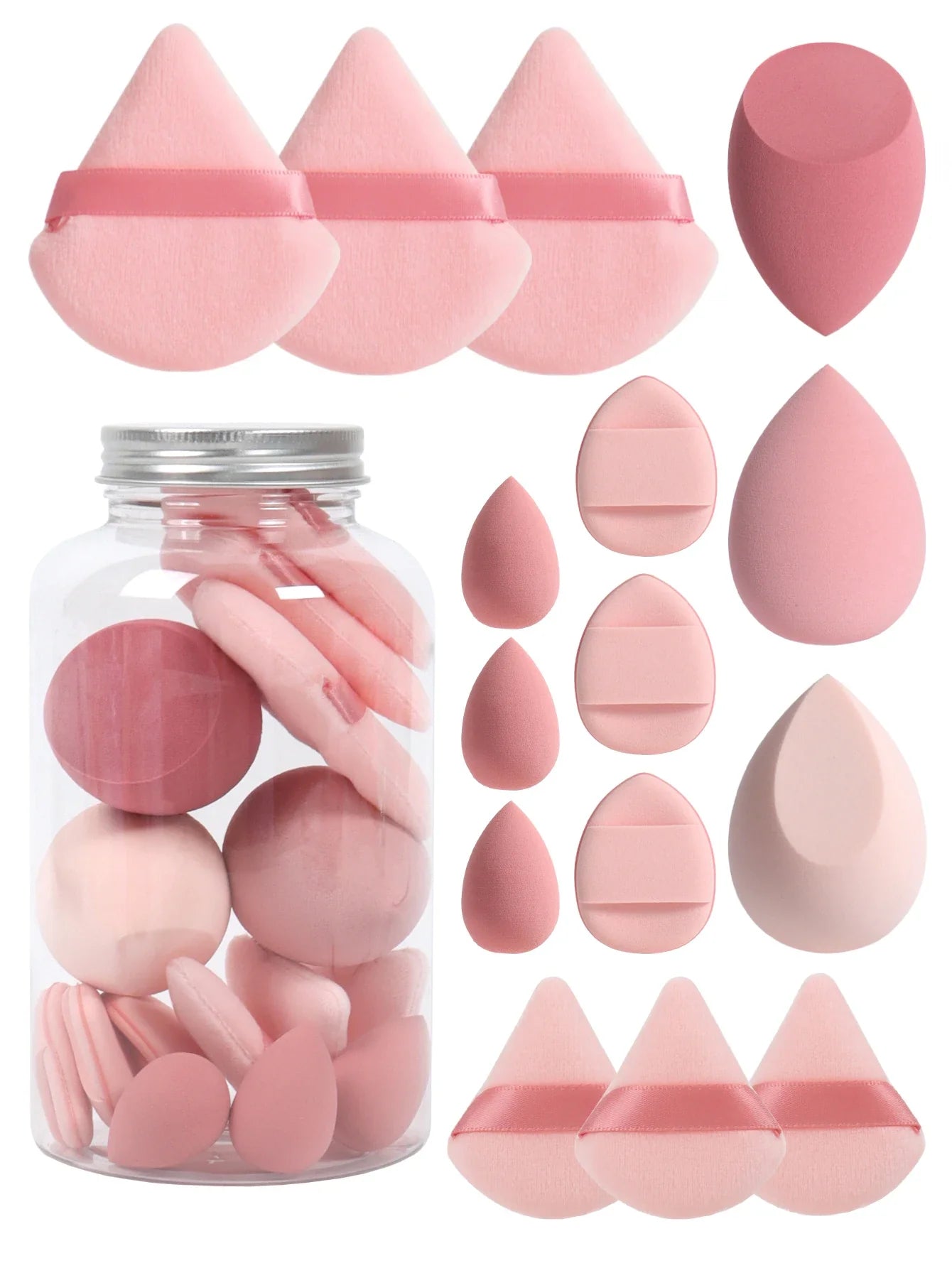 Spring 15 Cans,3 Loose Powder Puffs & 3 Mini Loose Powder Puffs & 3 Mini Makeup Eggs & 3 Mini Air Cushion Puffs, Foundation Mix LadyShow.Store