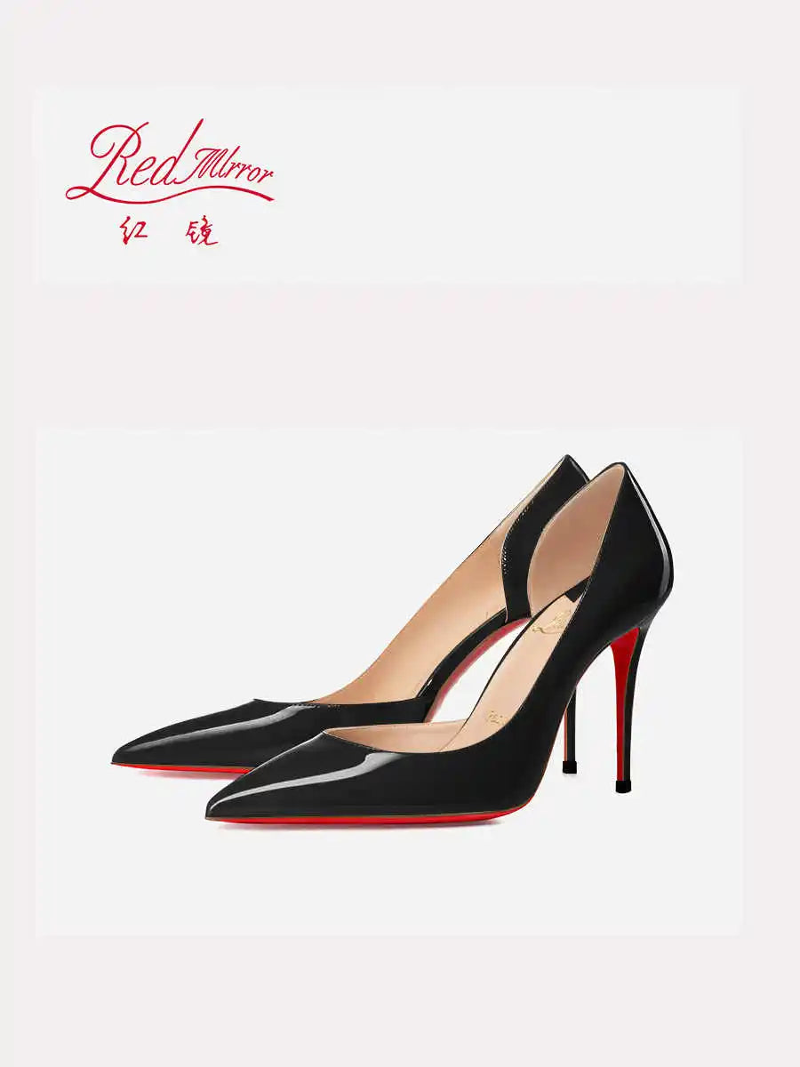 Elegant Hollow Women's High Heels 2026 Luxury Brand Black Pointed Toe Pumps Red Shiny Bottoms Sexy Fashion Ladies Shoes Women Pi-Mart