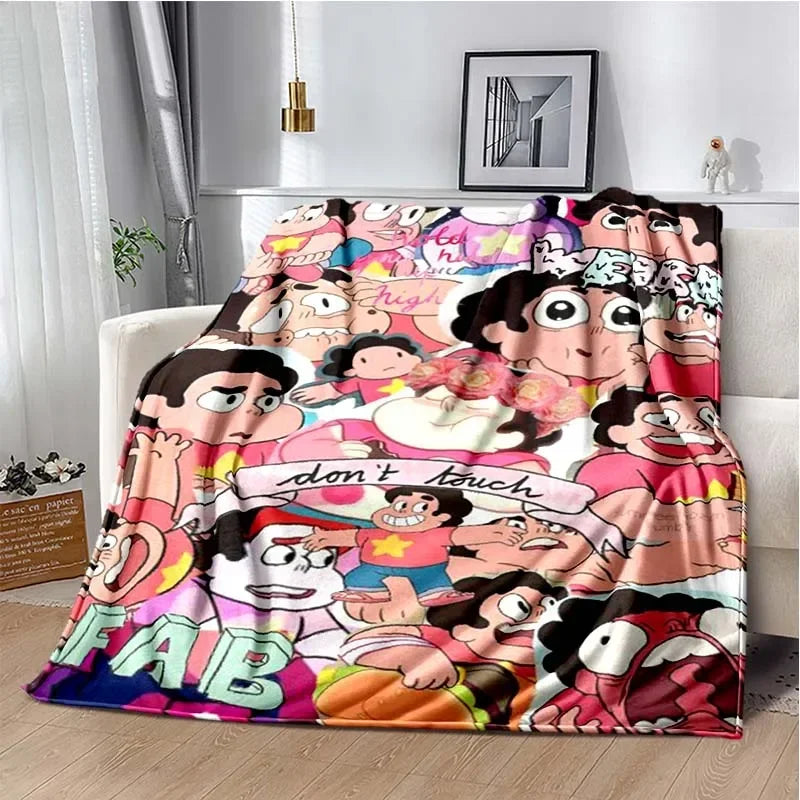 Steven Universe Cute Cartoon Blanket Kid's Warm Flannel Throw Blanket for Bed Bedroom Sofa Travel Picnic Blanket Birthday Gift Pi-Mart