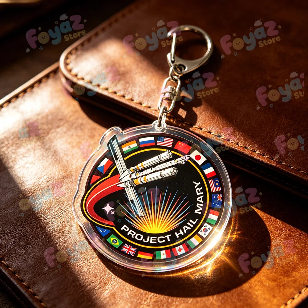 Rocky Amaze Amaze Keychains for Accessories Bag Charm Project Hail Mary Mission Crest Keyrings Jewelry Fans Gifts Pi-Mart