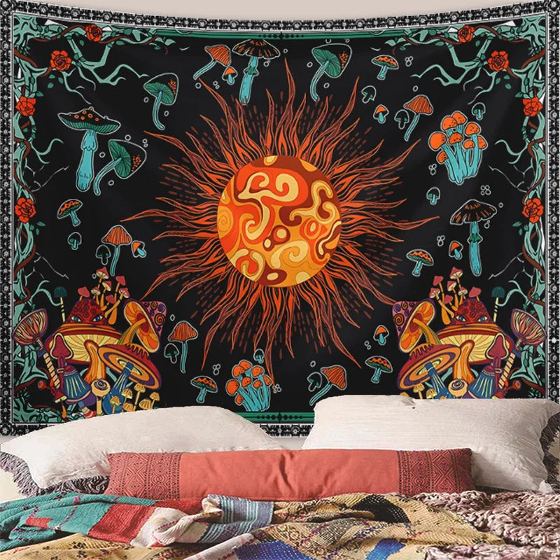 1pcS75*58cm Sun Moon Horoscope Divination Printed Tapestry Home DecorTapestry Wall Decor Pi-Mart