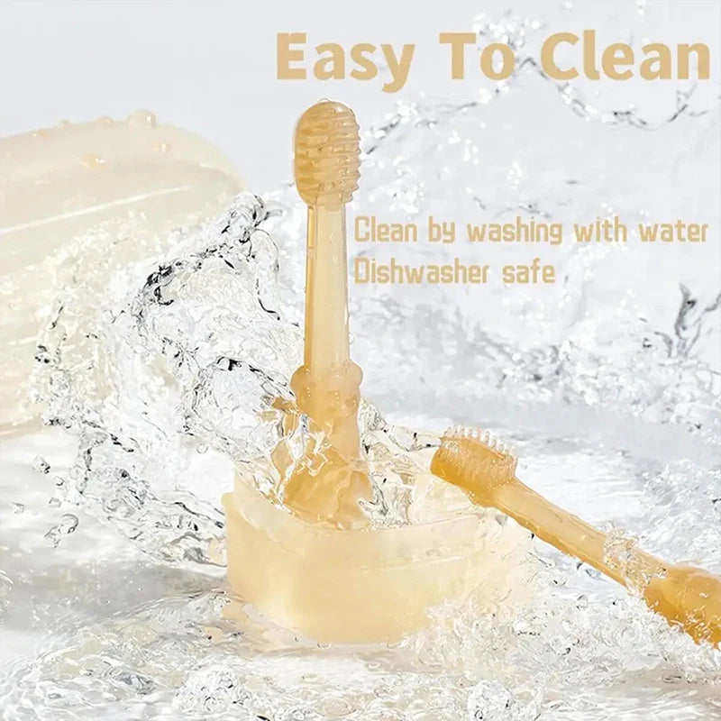Teeth Whitening Dog Cat Silicone Soft Toothbrush Oral Care Puppy Toothbrush Toothpaste Pet Kit Teeth Cleaning Pet Supplies Pi-Mart
