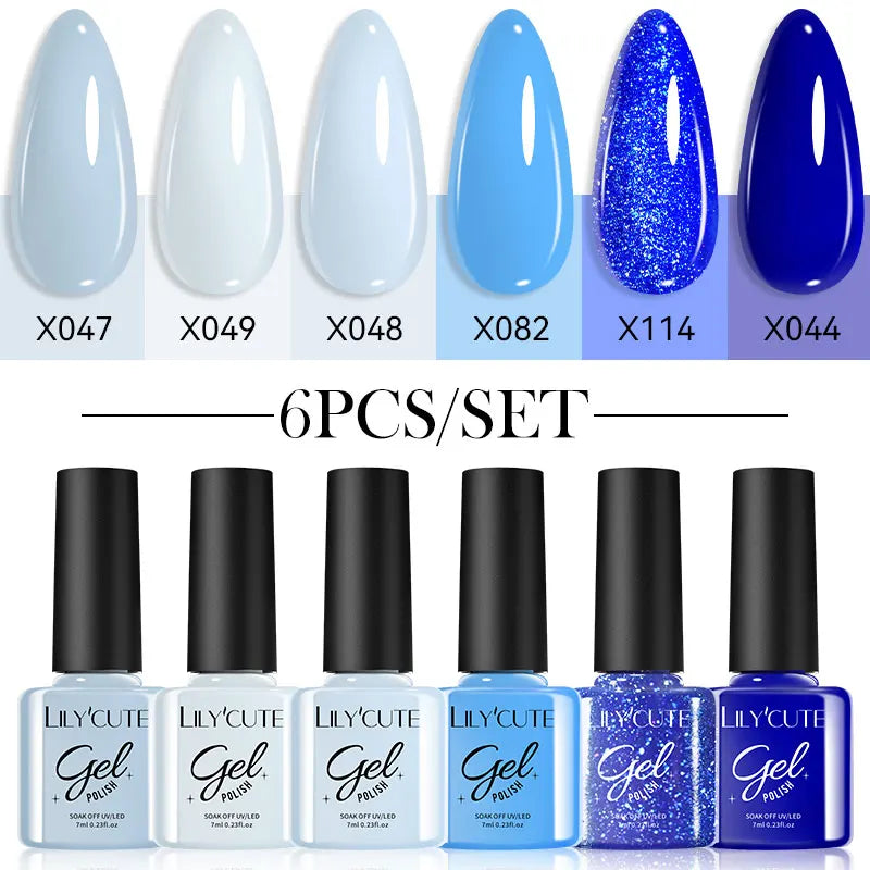 LILYCUTE 6Pcs/set 7ml Coffee Series Gel Nail Polish Kit 125 Colors Manicure Semi Permanent Soak Off UV Nail Art Gel Varnish Tri Light Beauty