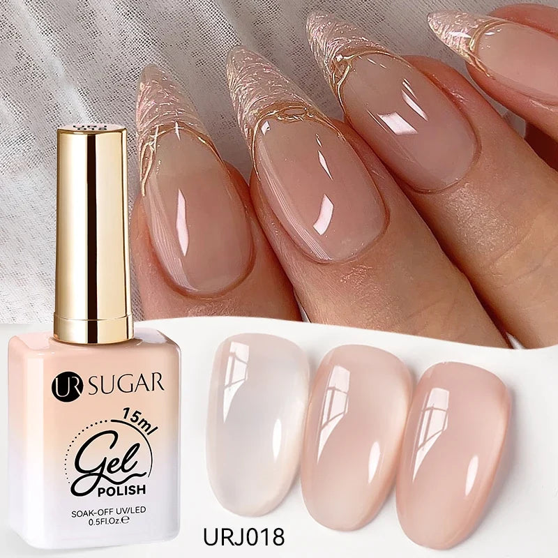 UR SUGAR 15ml Jelly Milky White Translucent Color Gel Polish Semi Permanent UV Gel Nail Art Soak Off Gel Varnish Latest Fashion Tri Light Beauty