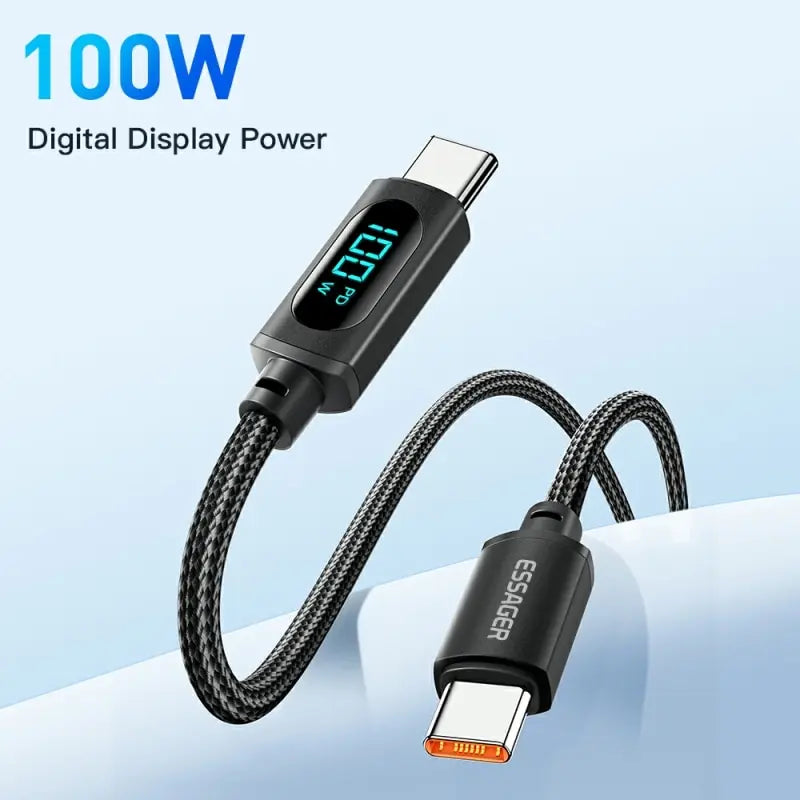 Essager Type C to Type C Cable 100W PD Fast Charging Charger USB C to USB C Display Cable For Xiaomi POCO F3 Realme Macbook iPad Pi-Mart