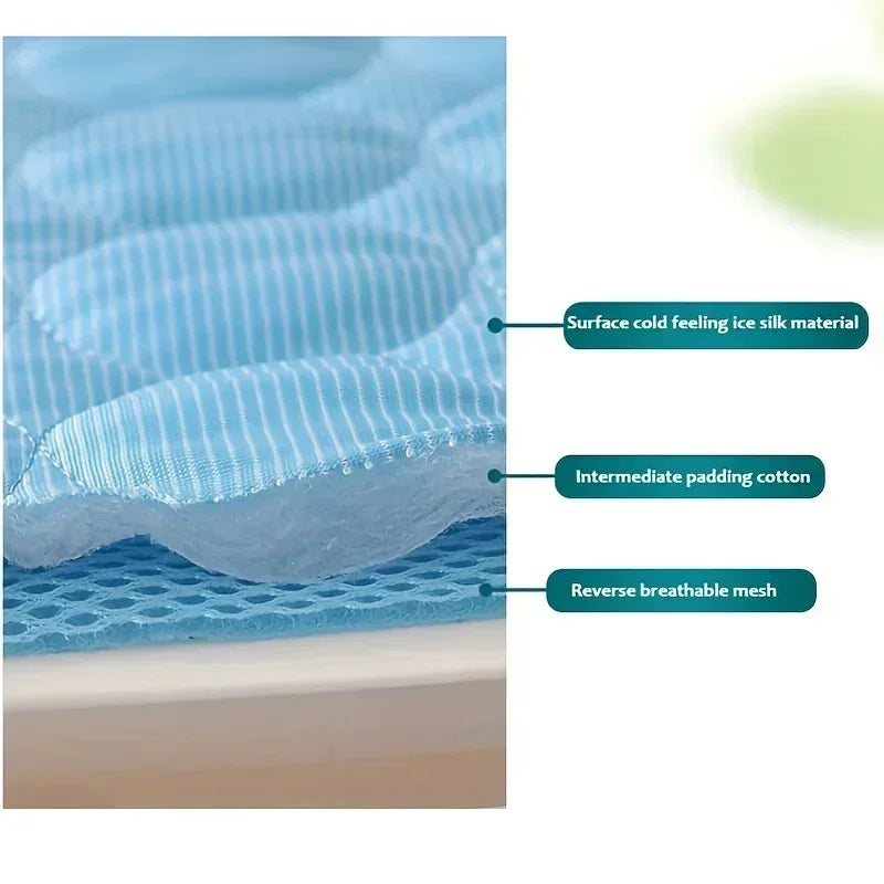 Summer Pet Ice Pad Cool Sleeping Mat Breathable Ice Silk Washable Pet Bed Durable Dog Cat Cushion Pet Supplies for Home Outdoor Pi-Mart