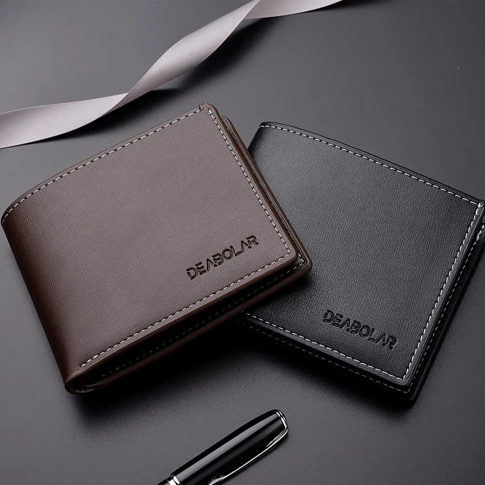 Pu Leather Men Short Wallet Thin Style Folding Young Men Credit Card Holder Wallet Pi-Mart