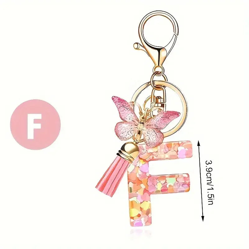 Fashion DIY A-Z Letters keychain Metal Holder Pendent Key Chain Women Car Key Ring Simple Letter Name Key Party Gift Jewelry Pi-Mart